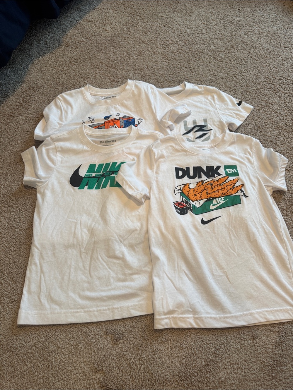 Nike Kids White Graphic Tee Bundle with Colorful Logos
